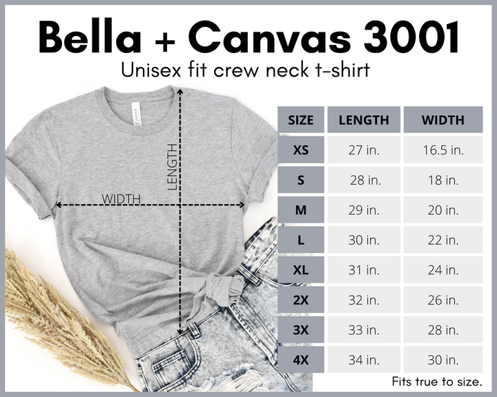 Shirt sizing specs.
