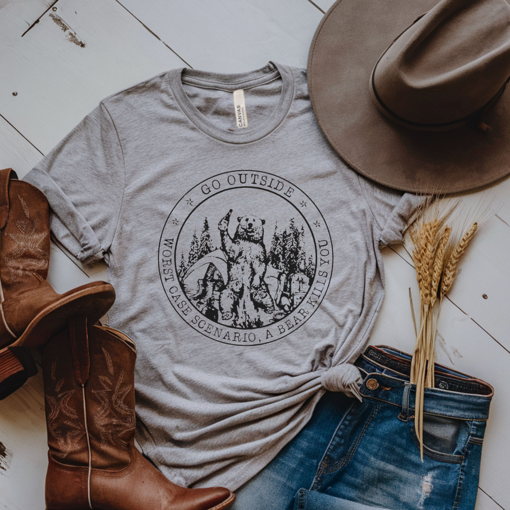 Go Outside…Worst Case Scenario A Bear Kills You short sleeve tee