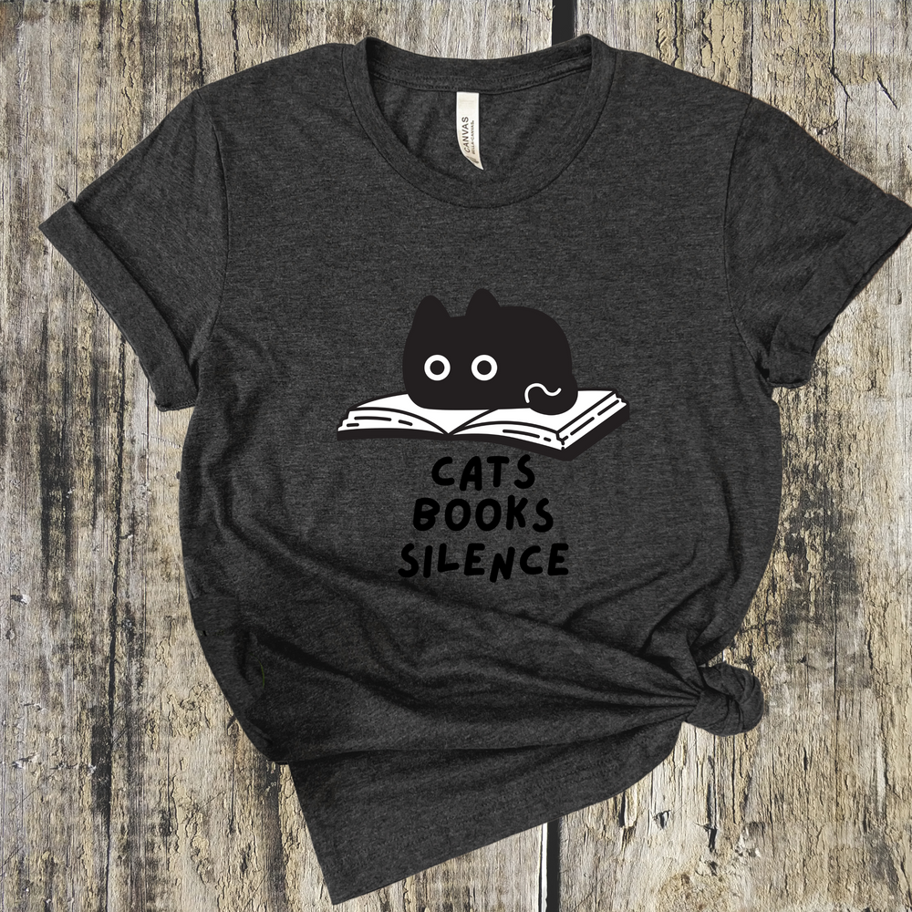 Cats Books Silence short sleeve tee