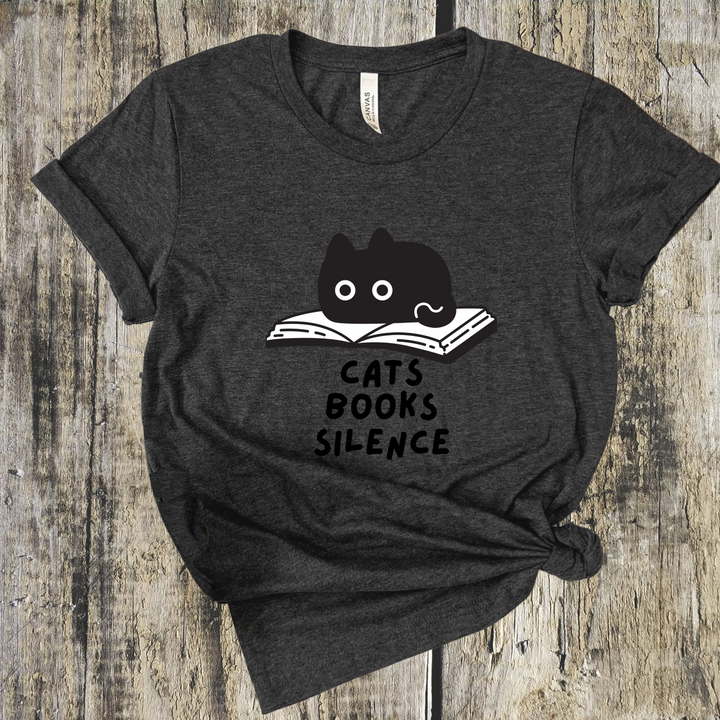Cats Books Silence short sleeve tee
