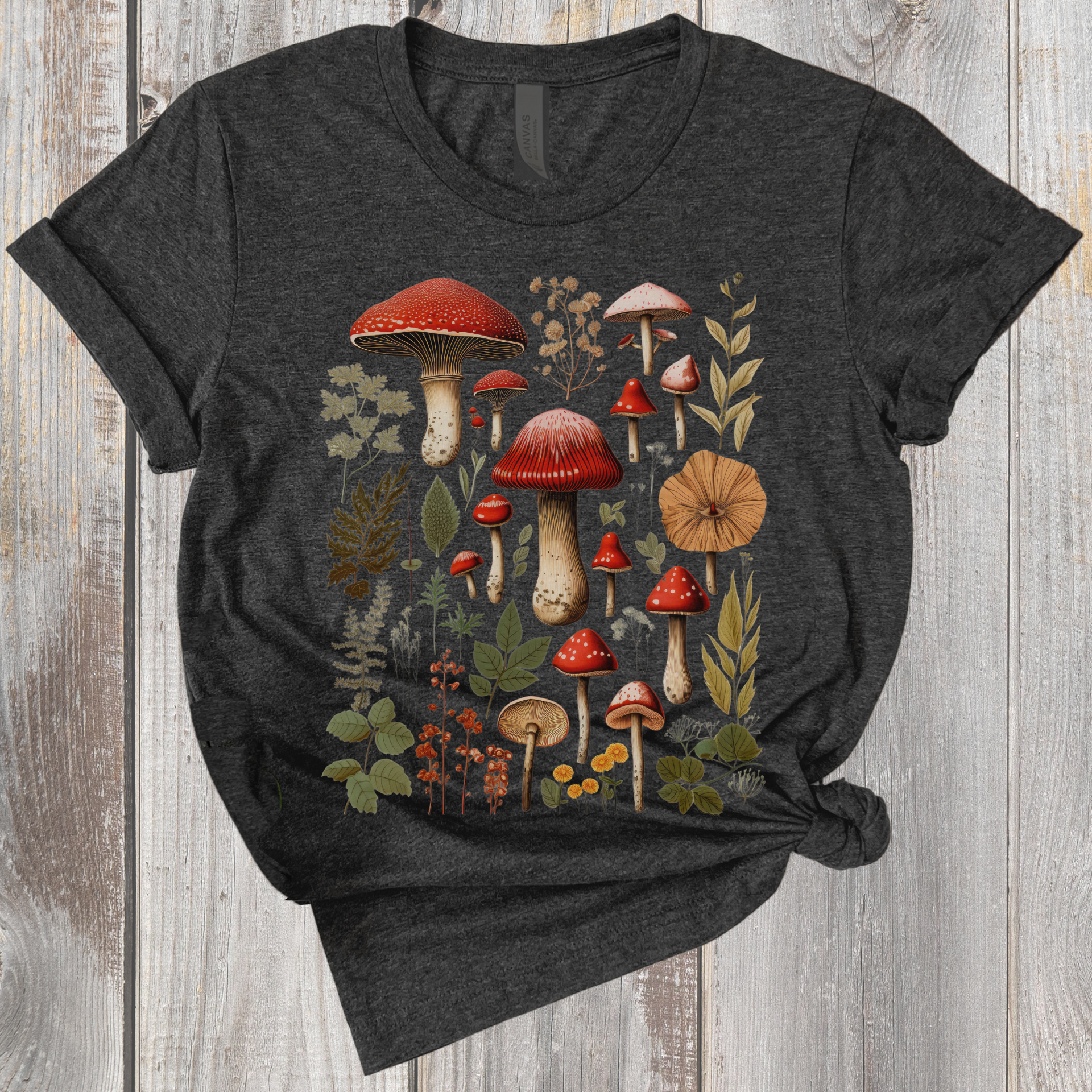 Vintage Mushrooms short sleeve tee Athletic Heather / S / Crew Vintage Mushrooms short sleeve tee Athletic Heather / S / Crew