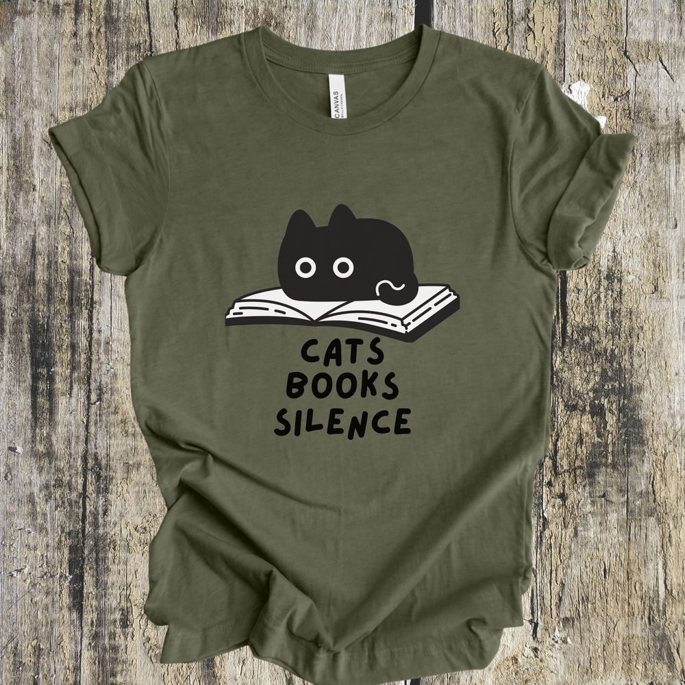 Cats Books Silence short sleeve tee