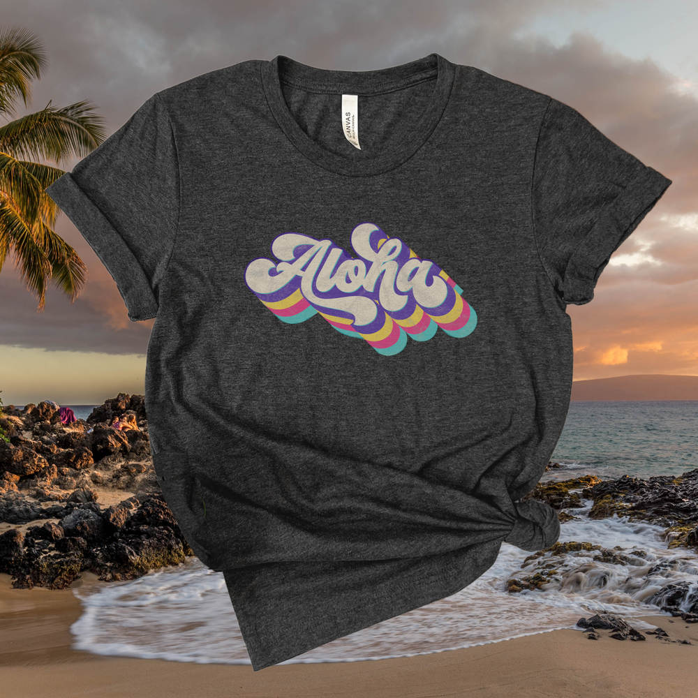 Rainbow Aloha short sleeve tee