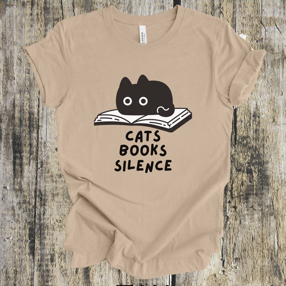 Cats Books Silence short sleeve tee