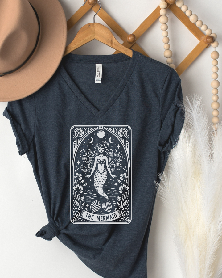 Mermaid Tarot short sleeve women's relaxed fit V-neck