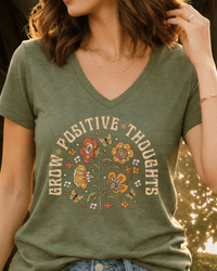 Grow Positive Thoughts short sleeve V-neck tee