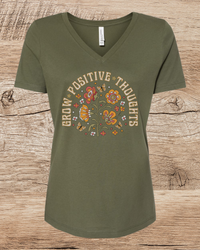 Grow Positive Thoughts short sleeve V-neck tee