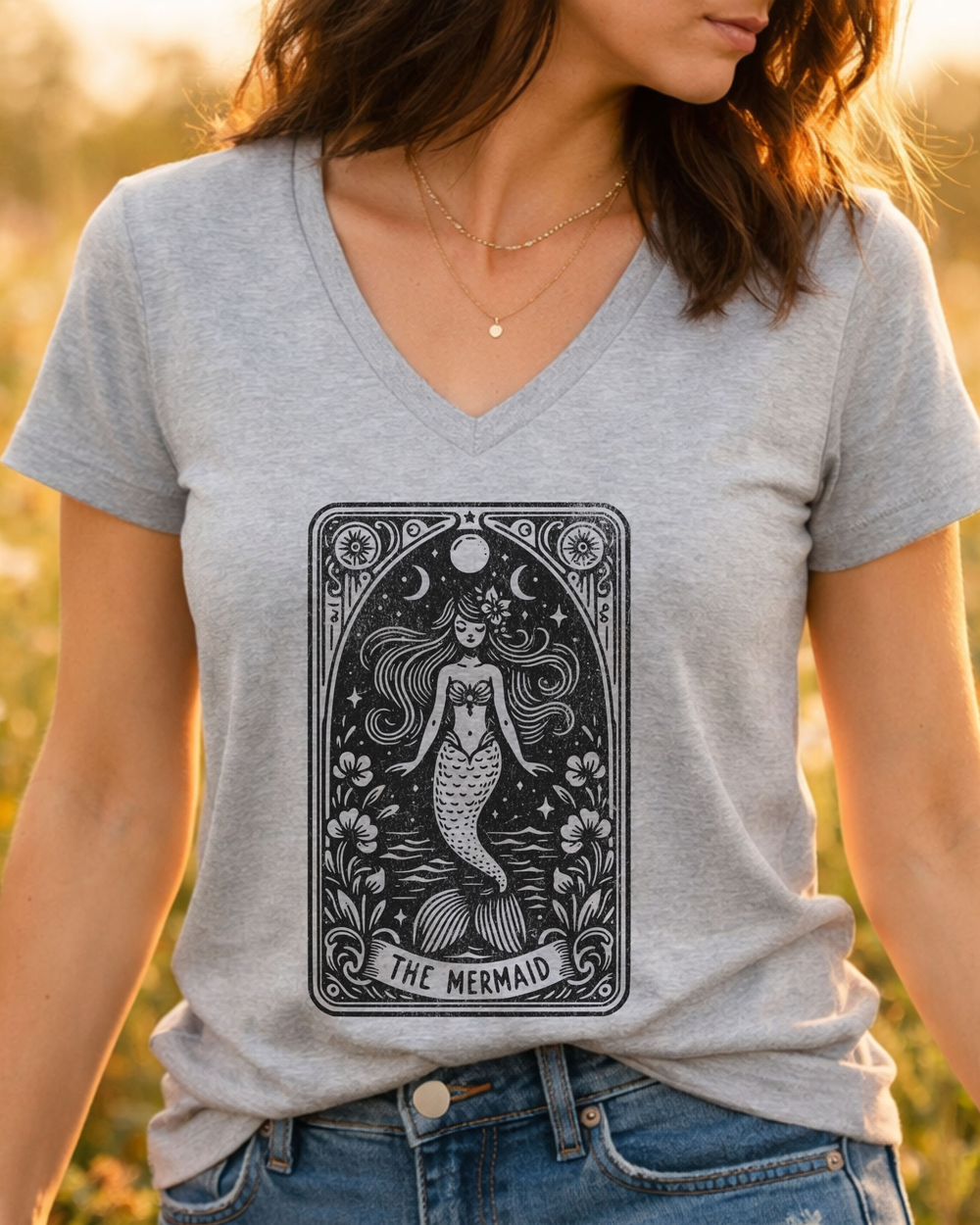 Mermaid Tarot short sleeve V-neck tee