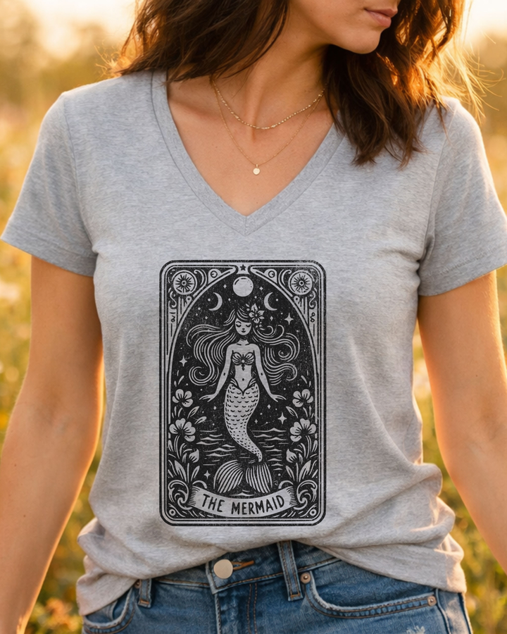 Mermaid Tarot short sleeve V-neck tee