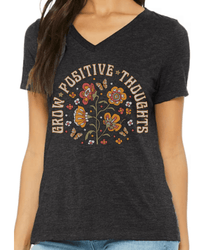 Grow Positive Thoughts short sleeve V-neck tee