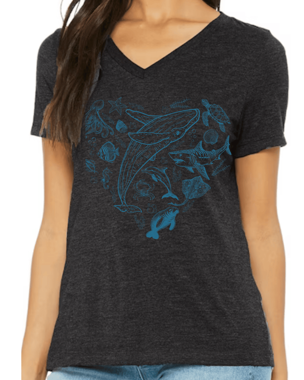 Sealife short sleeve V-neck tee