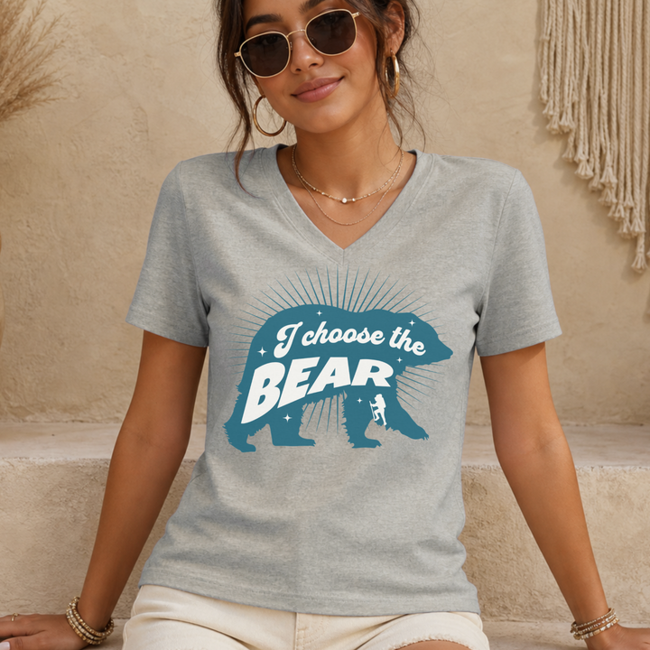I Choose The Bear women's relaxed fit short sleeve V-neck tee