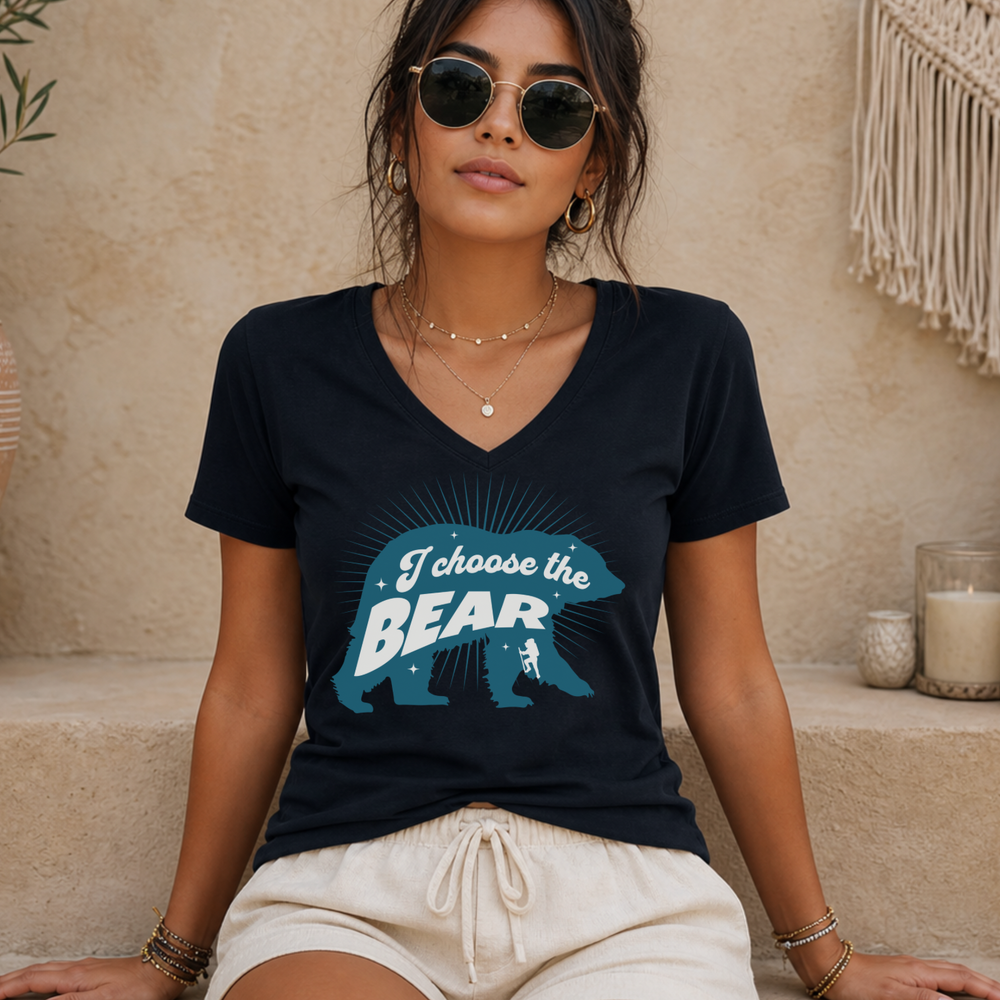 I Choose The Bear women's relaxed fit short sleeve V-neck tee