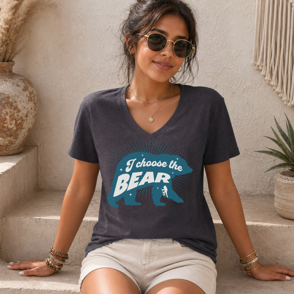 I Choose The Bear women's relaxed fit short sleeve V-neck tee