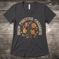 Grow Positive Thoughts women's relaxed fit short sleeve V-neck tee