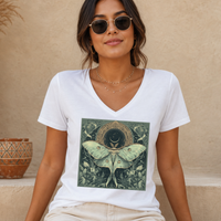 Luna Moth women's relaxed fit short sleeve V-neck tee