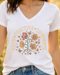 Grow Positive Thoughts short sleeve V-neck tee