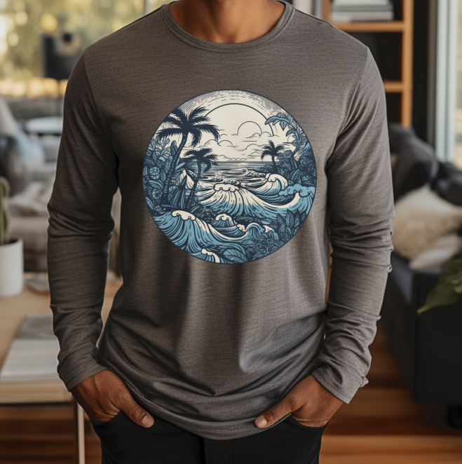 Retro Blue Surf long sleeve tee