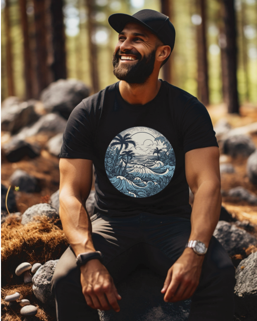 Retro Blue Surf short sleeve tee