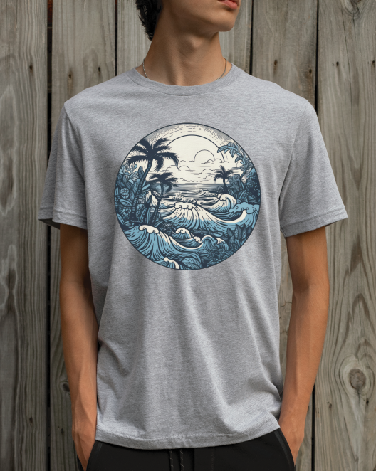 Retro Blue Surf short sleeve tee