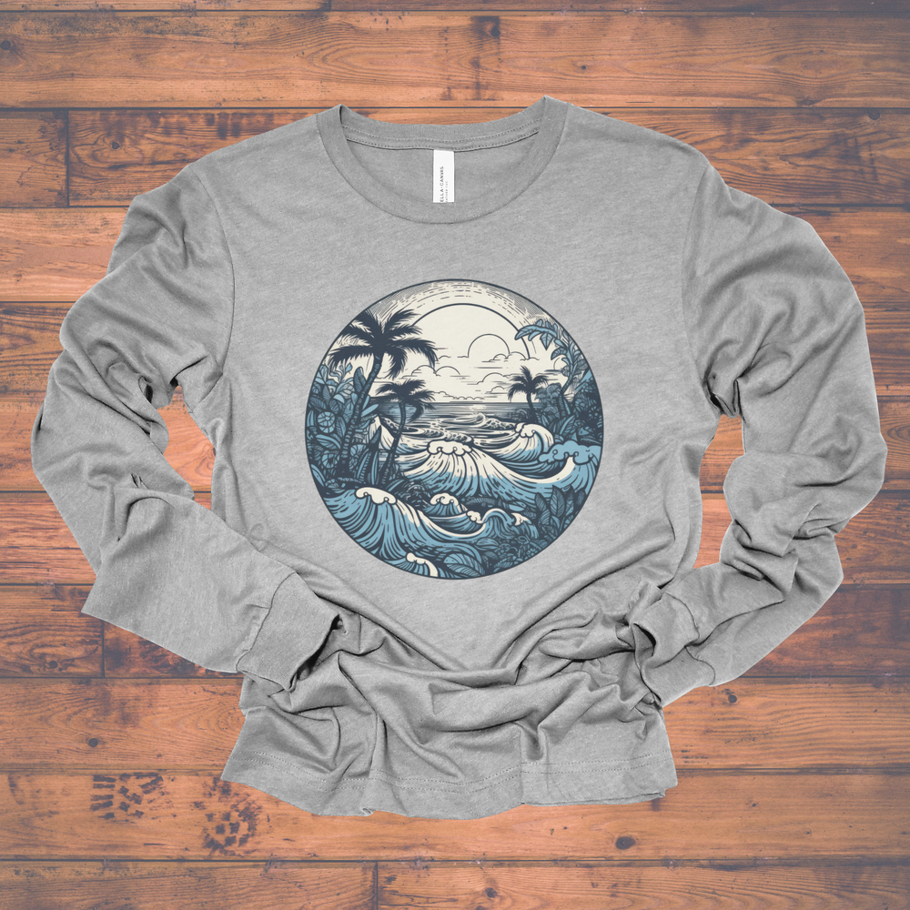 Retro Blue Surf long sleeve tee