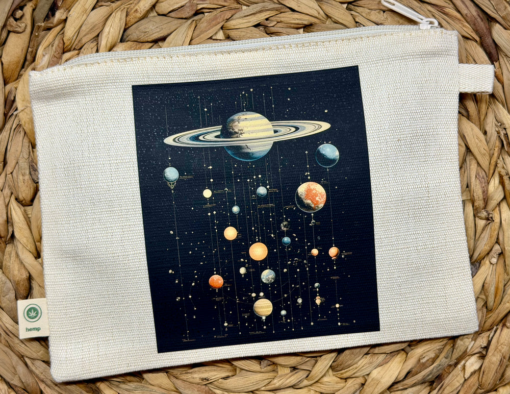 Vintage Space Poster 1 zippered hemp pouch (natural)