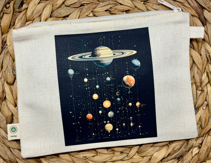 Vintage Space Poster 1 zippered hemp pouch (natural)