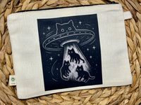 UFO Cats zippered hemp pouch (natural)