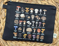 Mushroom Taxonomy zippered hemp pouch (black)