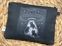 UFO Cats zippered hemp pouch (black)
