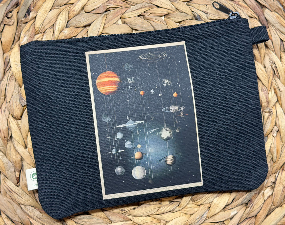 Vintage Space Poster 1 zippered hemp pouch (black)