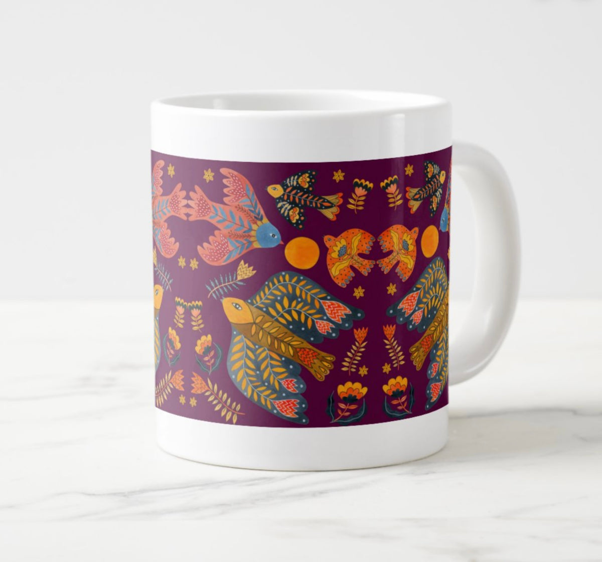 Purple Birds jumbo mug