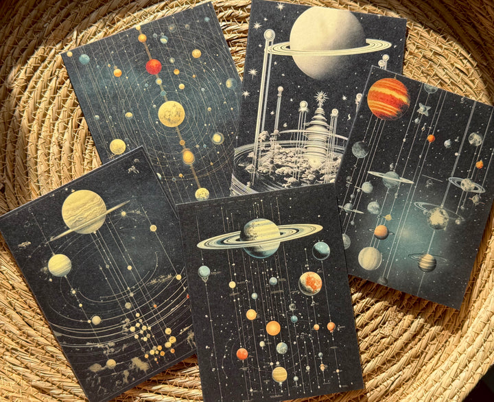 Vintage Space Poster cards (5 unique images)