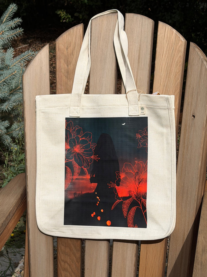 Moonflower Woman hemp-blend tote (natural)