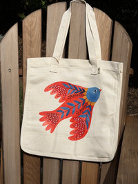 Red Bird hemp-blend tote (natural)