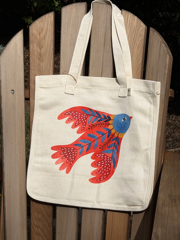 Red Bird hemp-blend tote (natural)