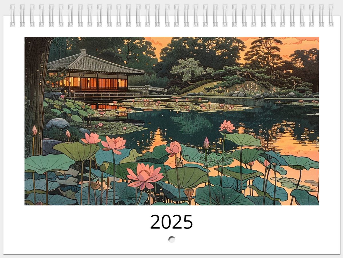 Japanese Woodblock 2025 wall calendar