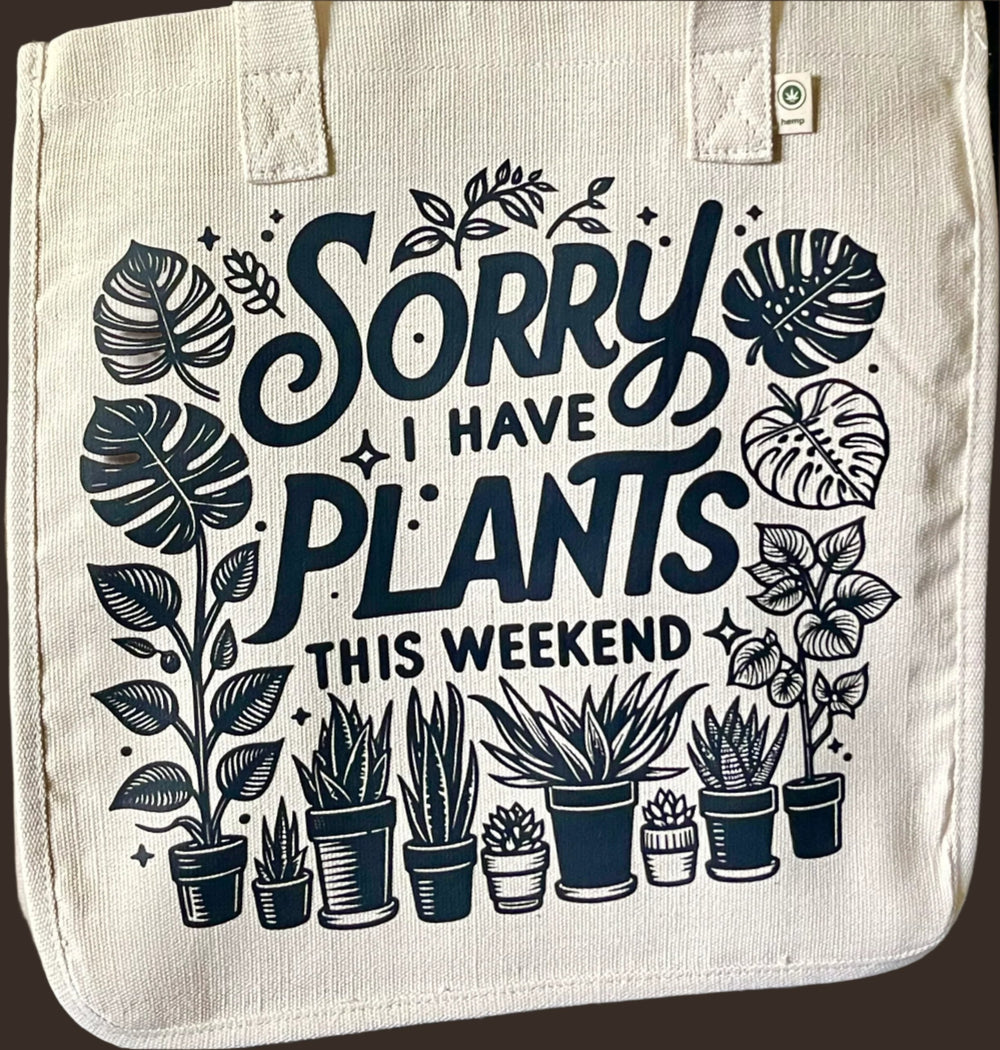 Sorry I Have Plants hemp-blend tote (natural)