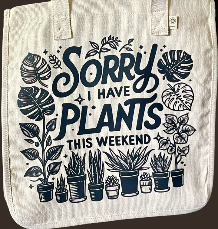 Sorry I Have Plants hemp-blend tote (natural)