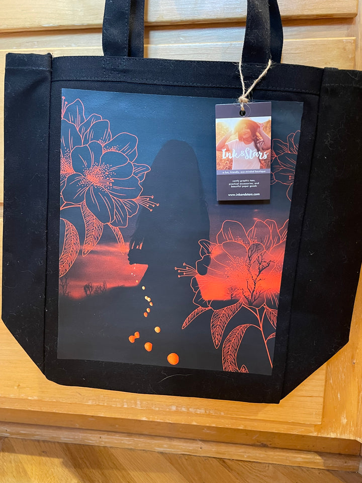 Moonflower Woman canvas tote (black)