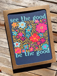 Floral design with motivational text on a cardboard background
