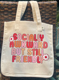 Socially Awkward But Still Friendly hemp-blend tote (natural)