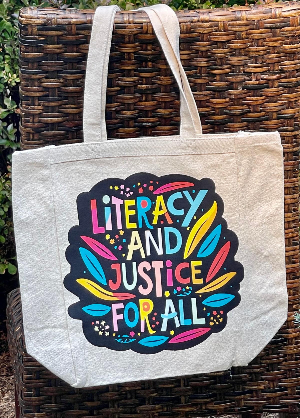 Literacy And Justice For All canvas tote (natural)