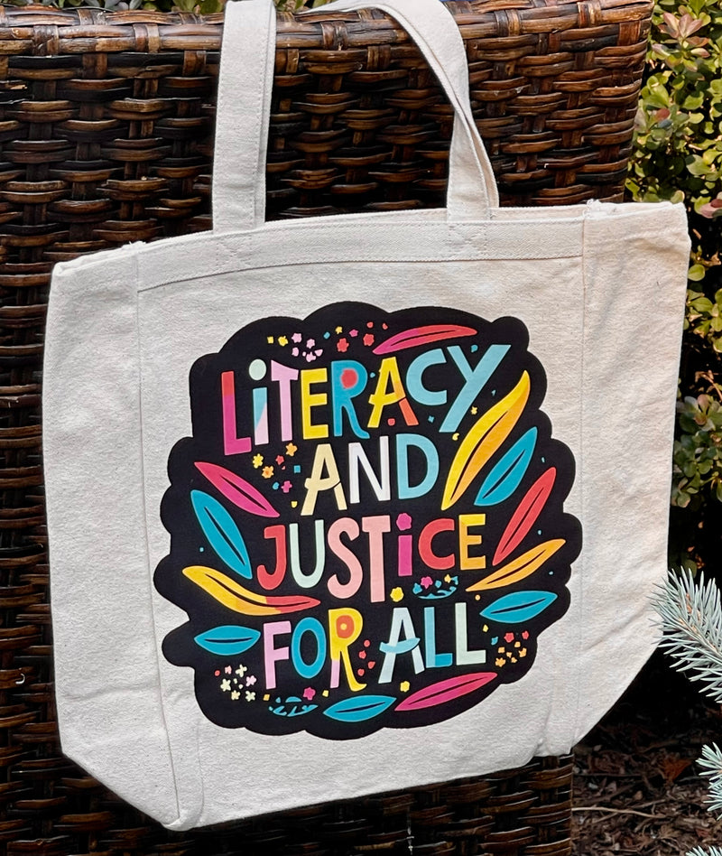 Literacy And Justice For All canvas tote (natural)