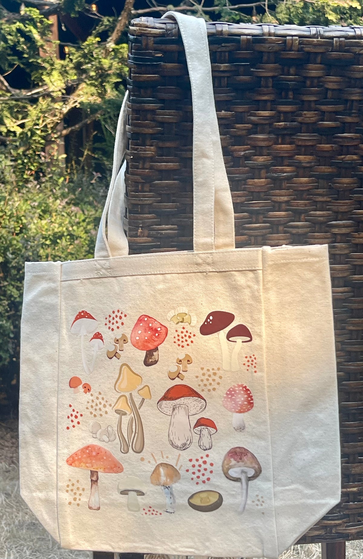 Mushrooms canvas tote (natural)