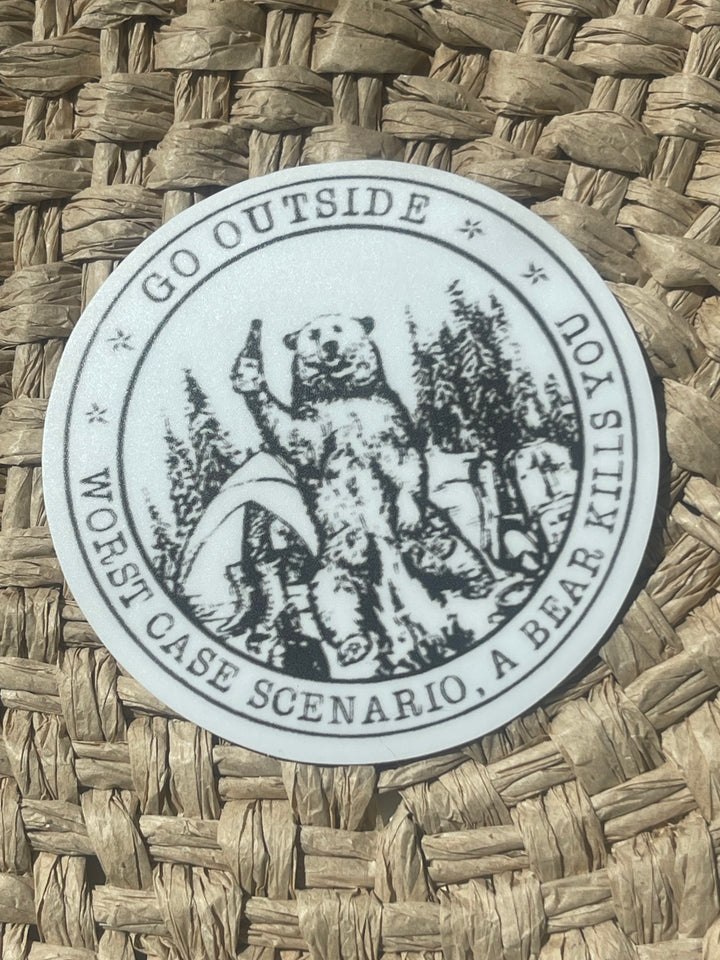 Go Outside—Worst Case Scenario, A Bear Eats You sticker