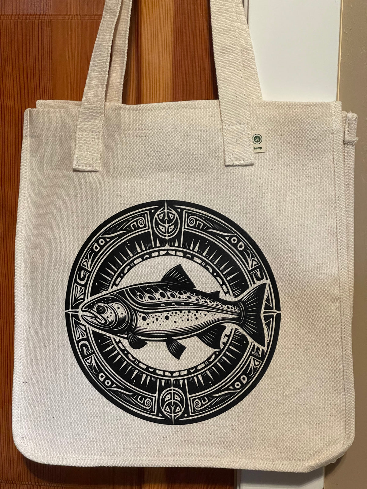 Tribal Salmon hemp-blend tote (natural)