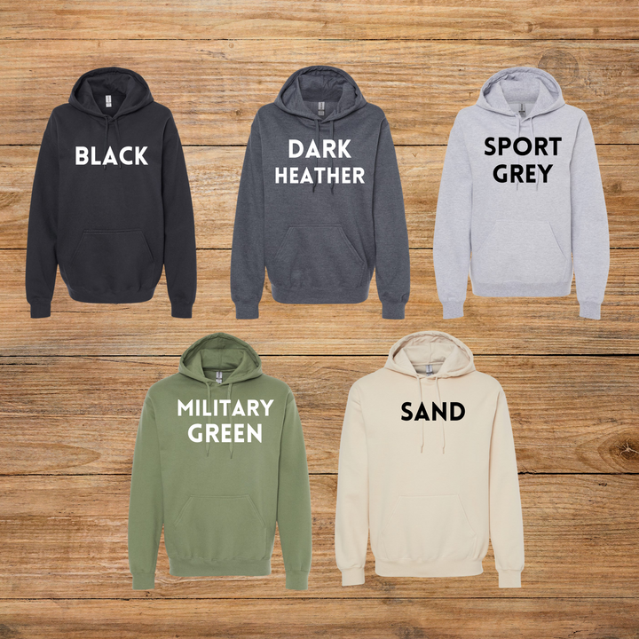 Sample sweatshirt colors.