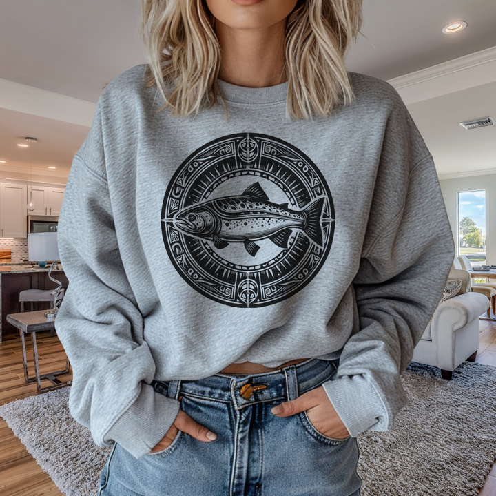 Tribal Salmon mid-weight crew neck sweatshirt