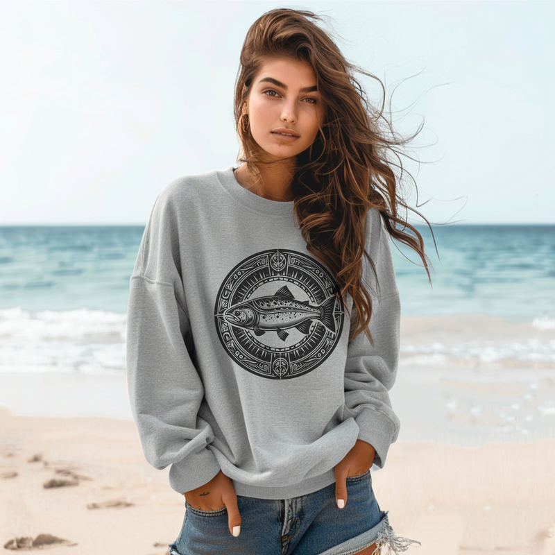 Tribal Salmon crew neck sweatshirt